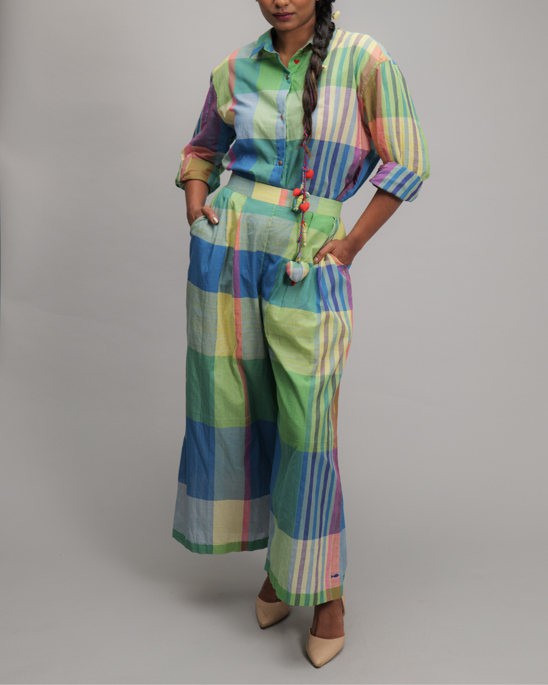 Marsilio Multicolor Checks Straight Fit Trousers