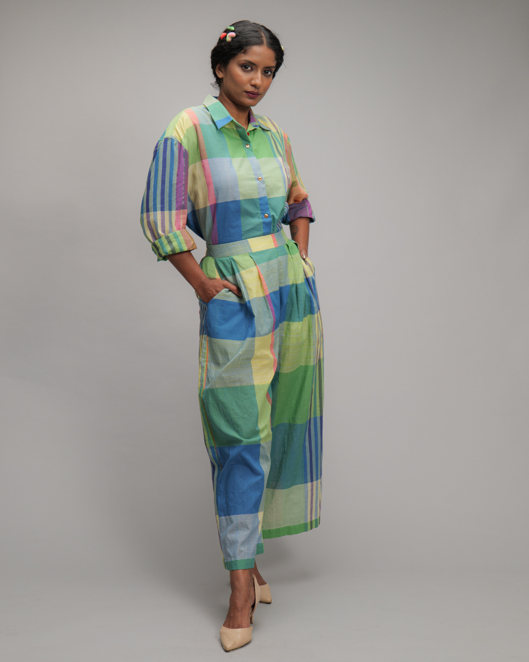 Marsilio Multicolor Checks Straight Fit Trousers