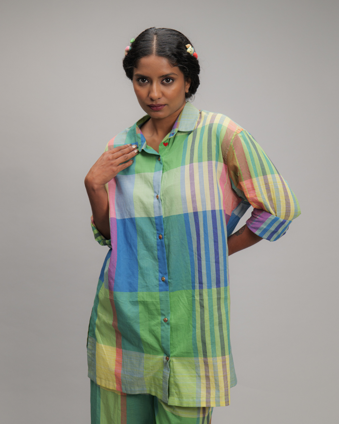 Leonora Multicolor Handwoven Checks Shirt
