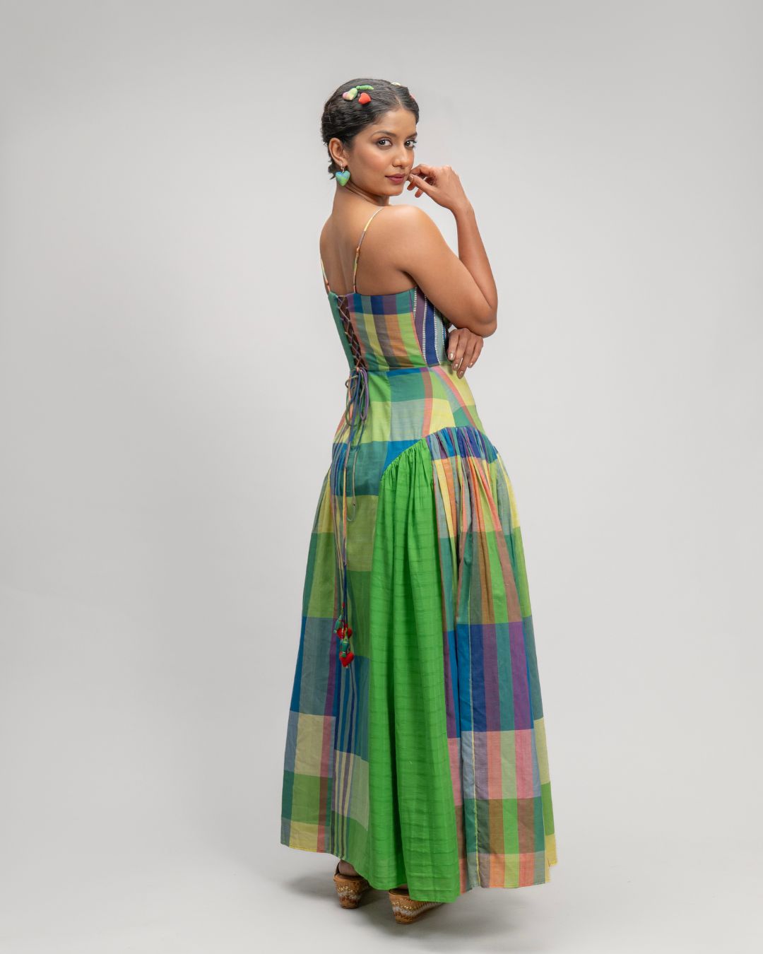 Angelica Multicolor Checks Corset Dress