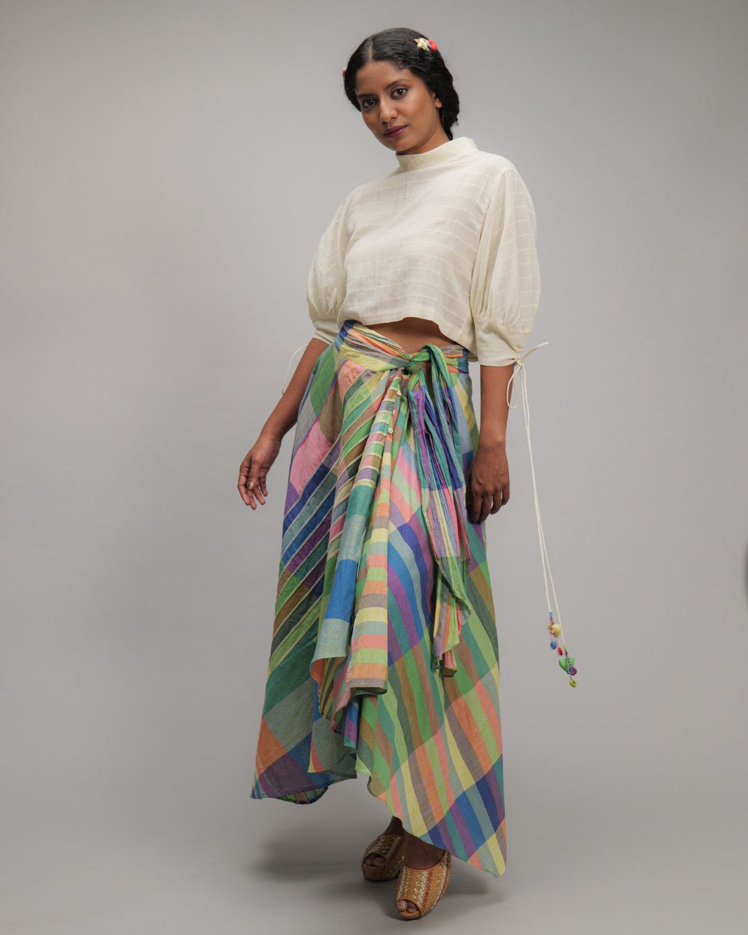 Astolfo  Off-White Roll Collar Crop Top