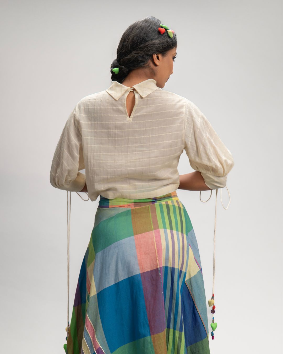 Astolfo  Off-White Roll Collar Crop Top