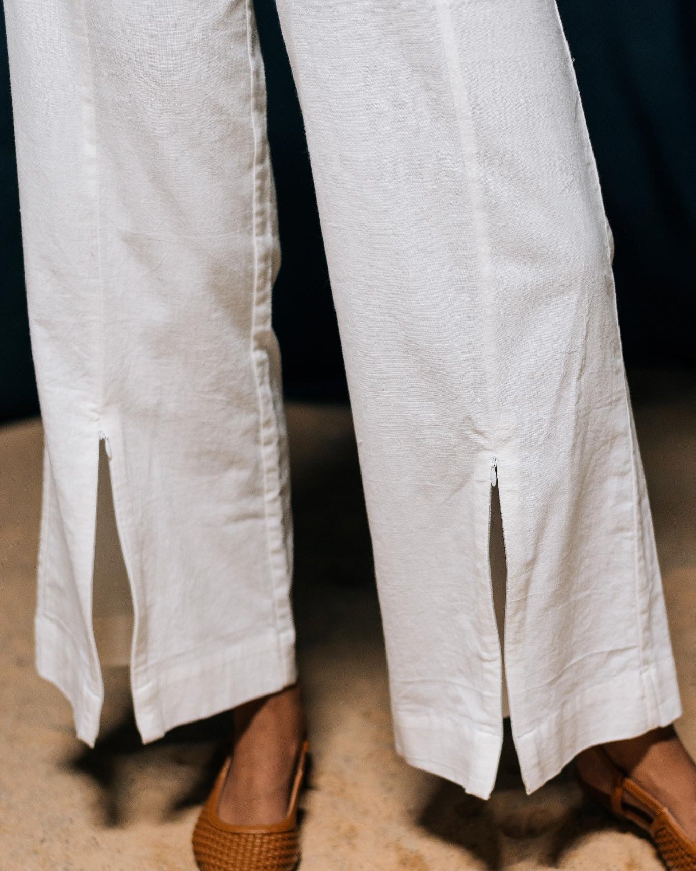 Damini - White Handspun & Handwoven Summer Trousers