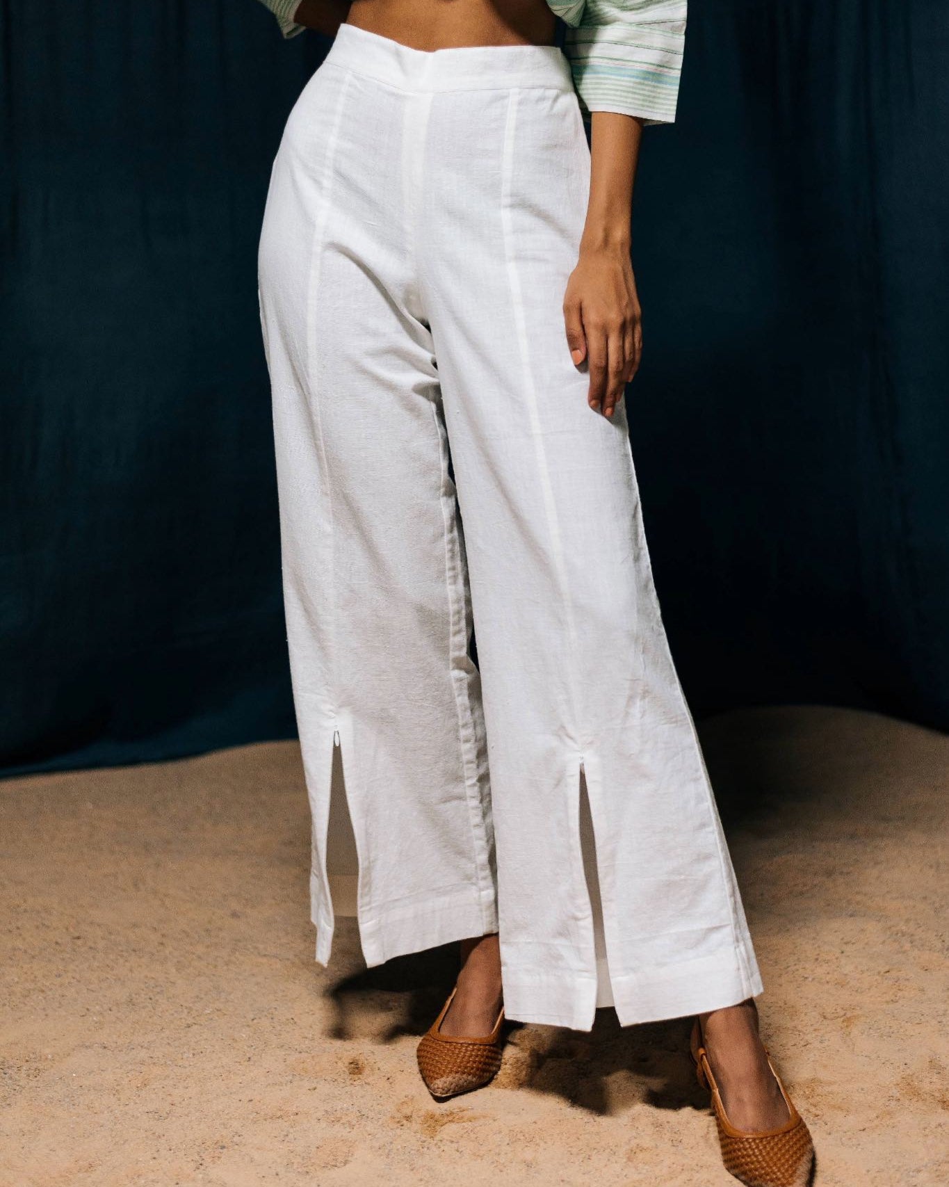 Damini - White Handspun & Handwoven Summer Trousers