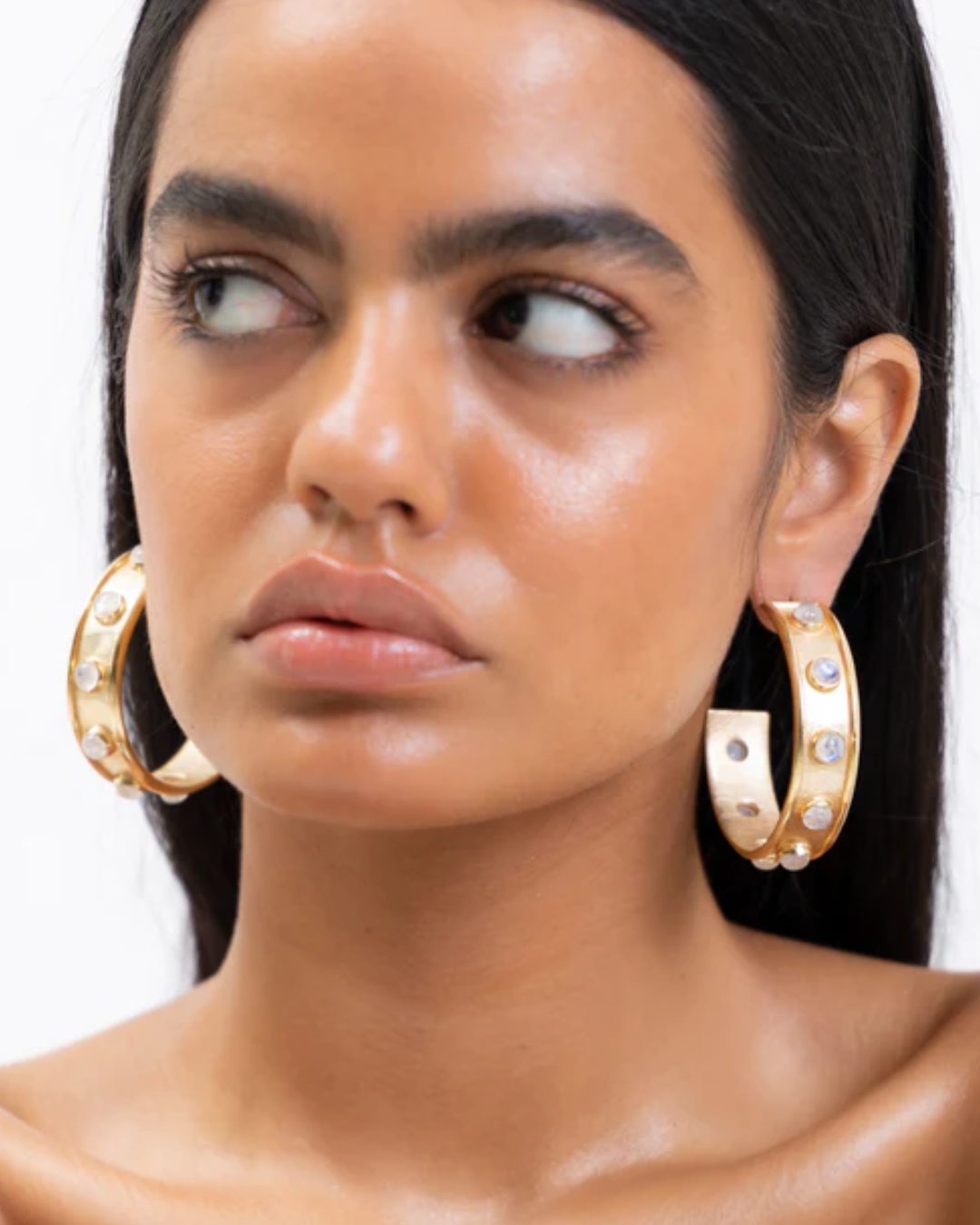 Mallika Hoops In Moonstone