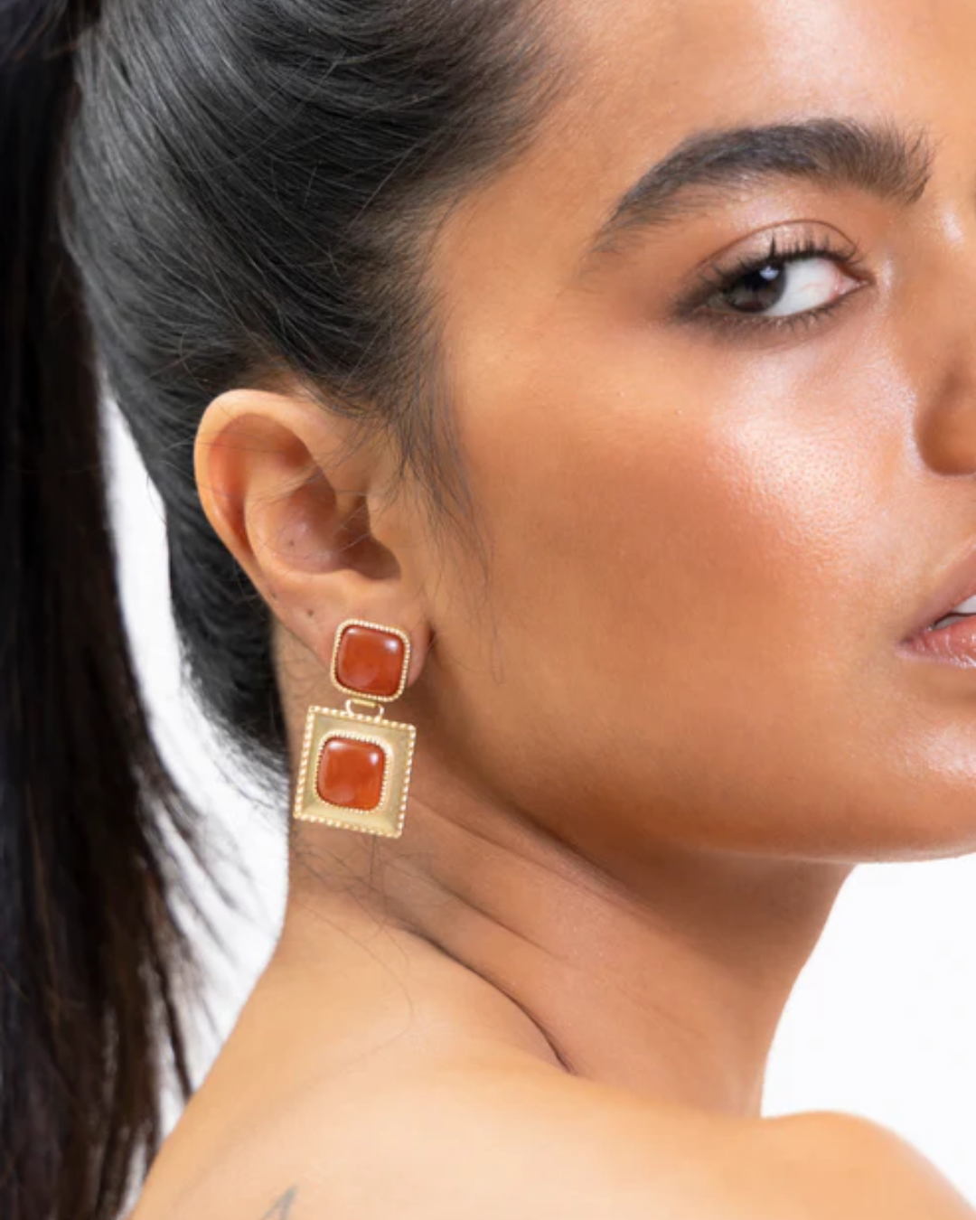 Mini Khufu Earrings In Carnelian