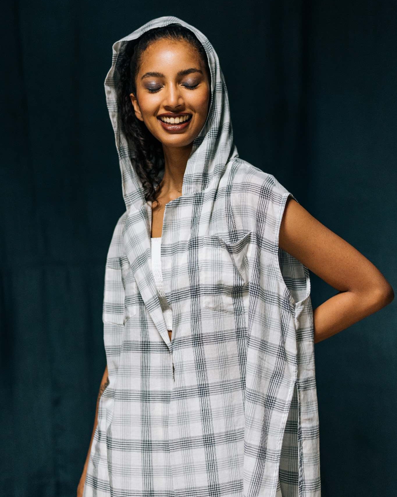 Labanya - Madras Checks Hooded Jacket