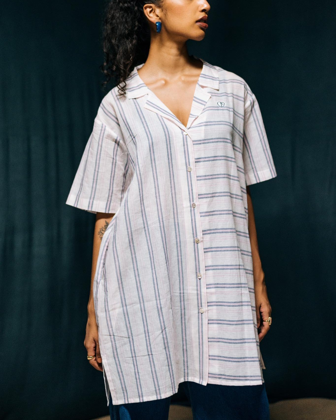 Mrinal - Striped Shirt Dress