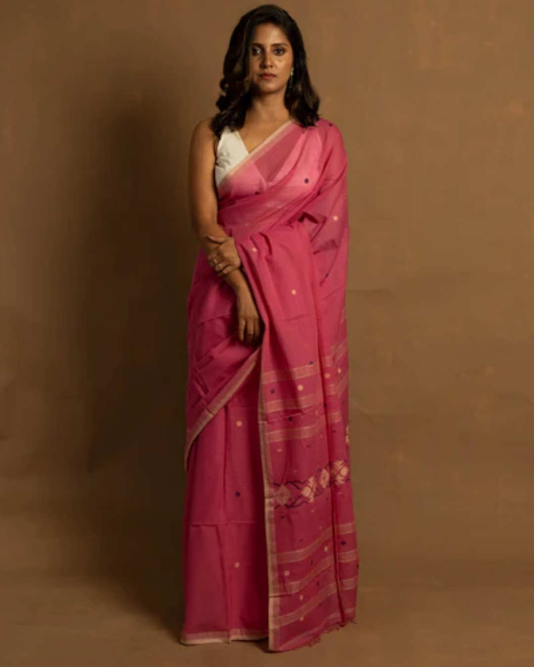 Pink Feather Saree