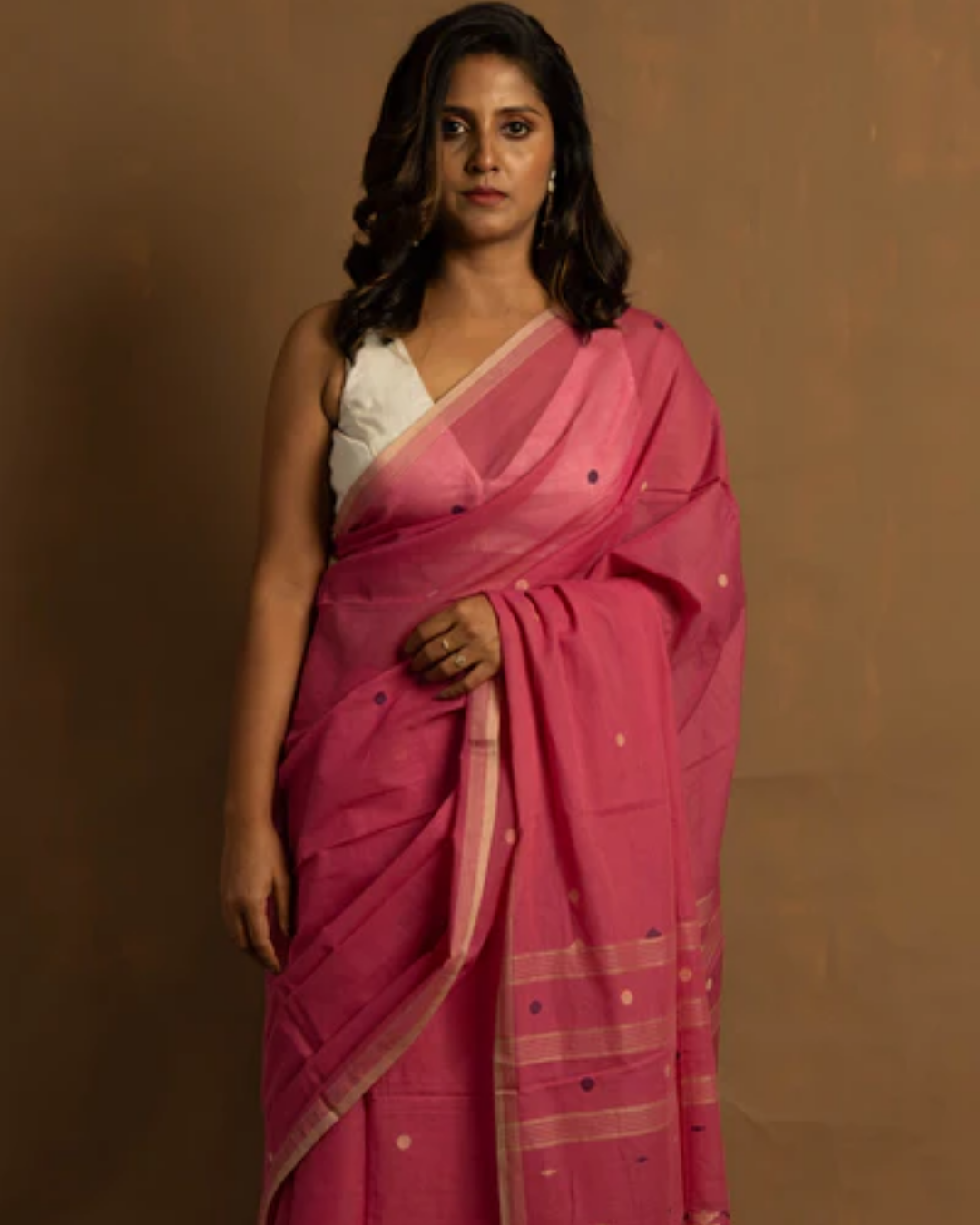 Pink Feather Saree