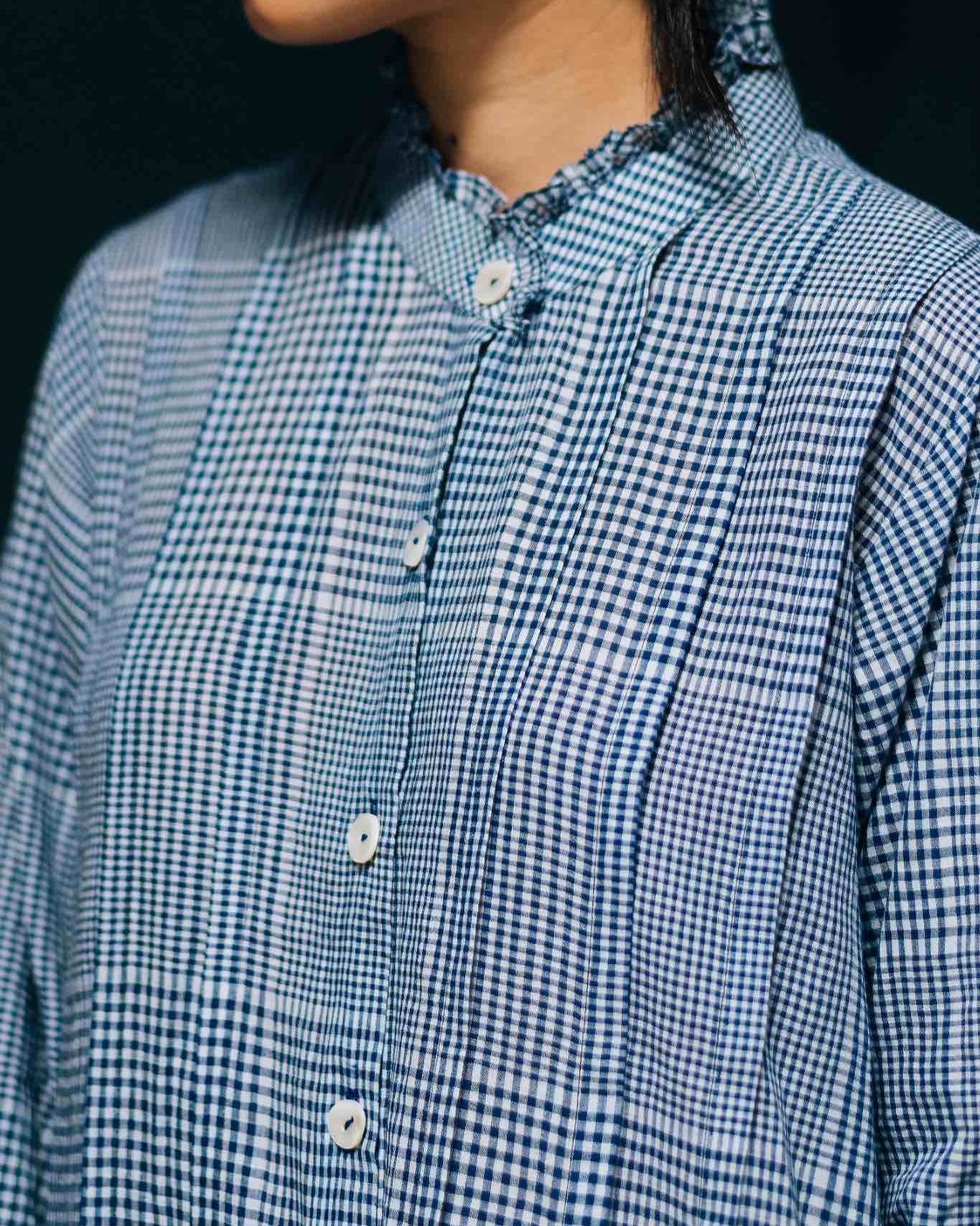 Charulata - Blue and White Checkered Shirt Dress