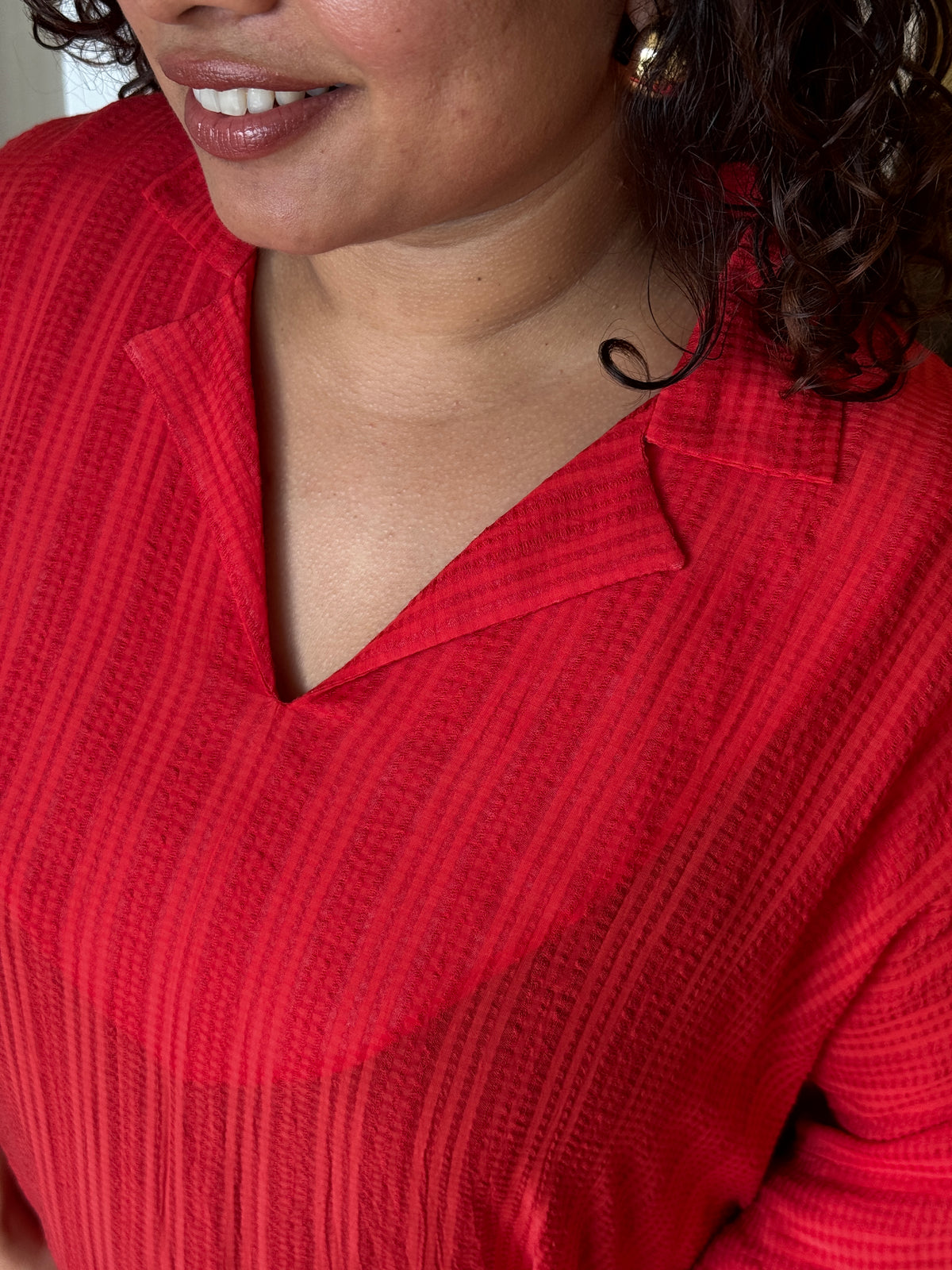 Riva Scarlet Coral Textured Kaftan
