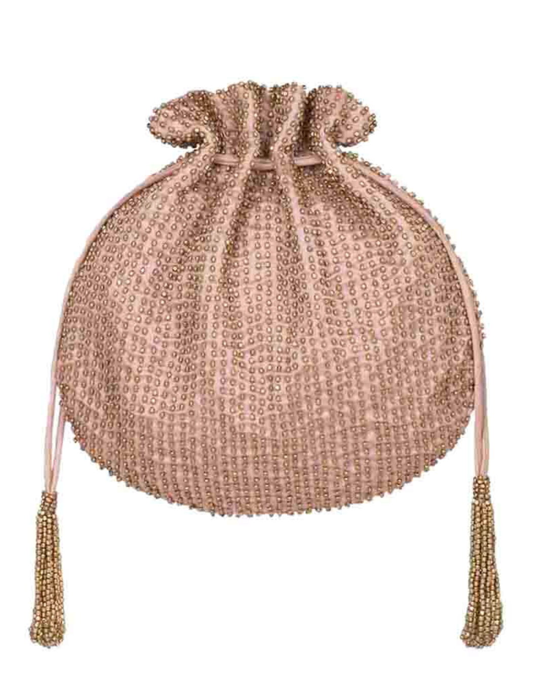 Metal Beads Potli Rose Quartz Pink with Handle