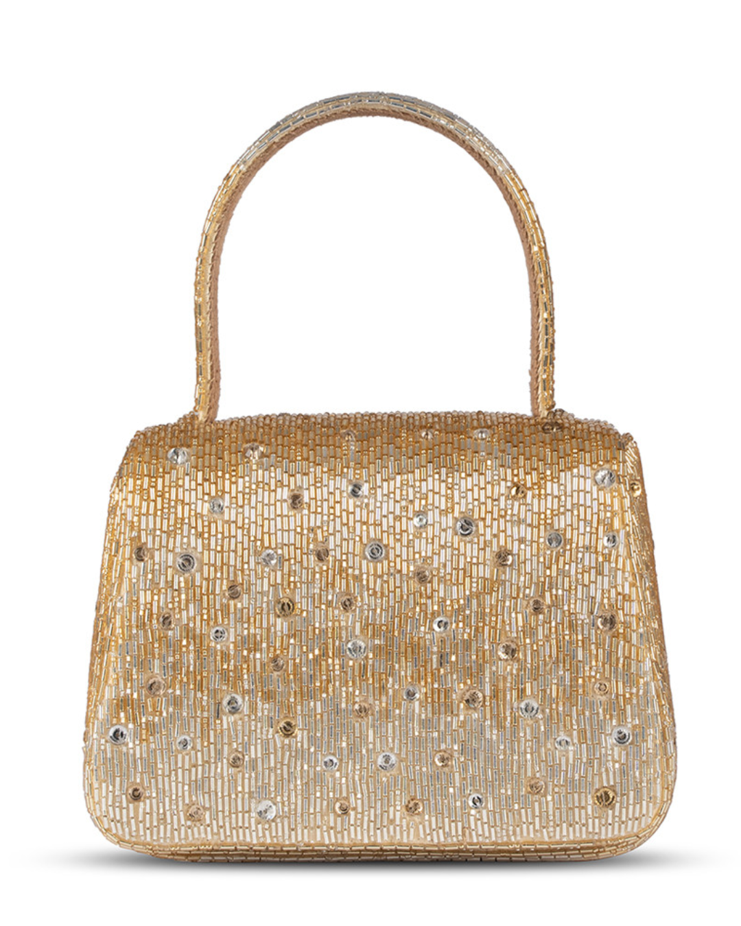 Eclat Mini Trapezium with Handle Clutch Peerless Gold