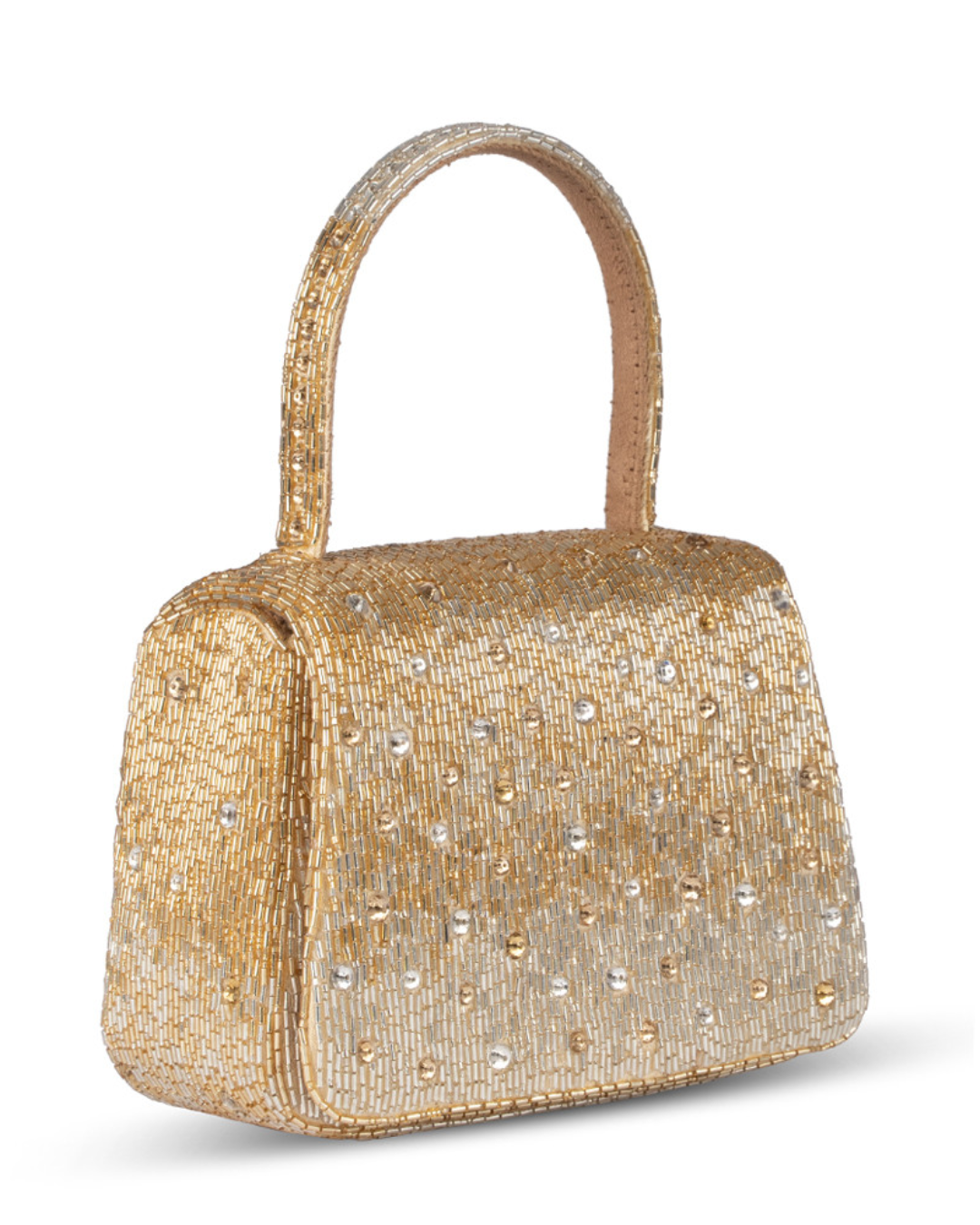 Eclat Mini Trapezium with Handle Clutch Peerless Gold