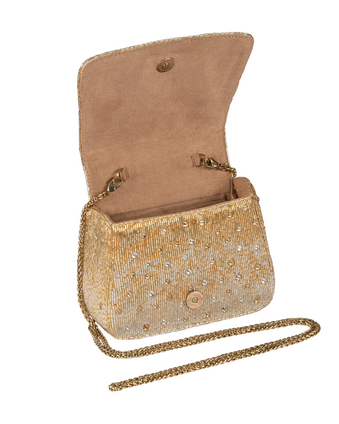 Eclat Mini Trapezium with Handle Clutch Peerless Gold