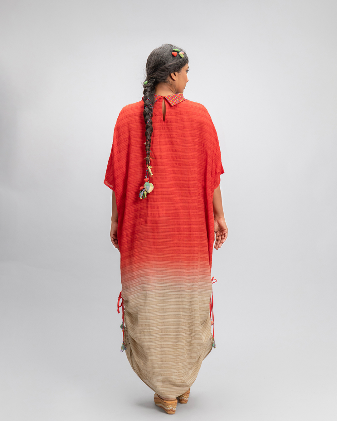 Maria Coral Ombré Roll Collar Kaftan