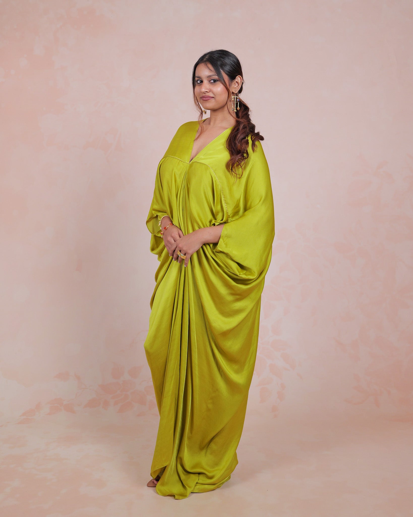 Lime Aura Piping Kaftan