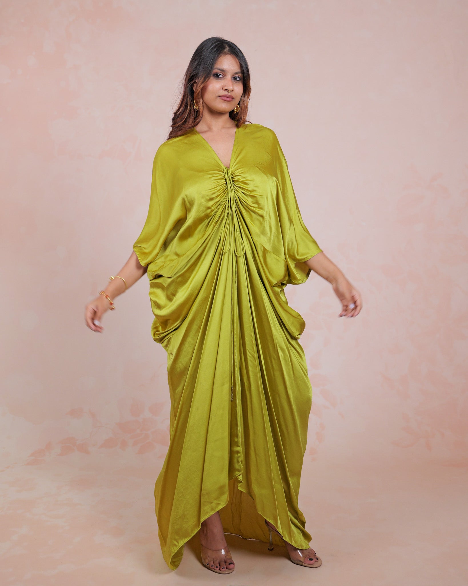 Lime Radiance Tie-Up Kaftan