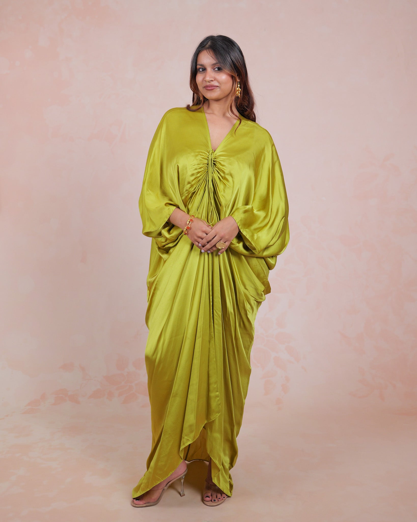 Lime Radiance Tie-Up Kaftan