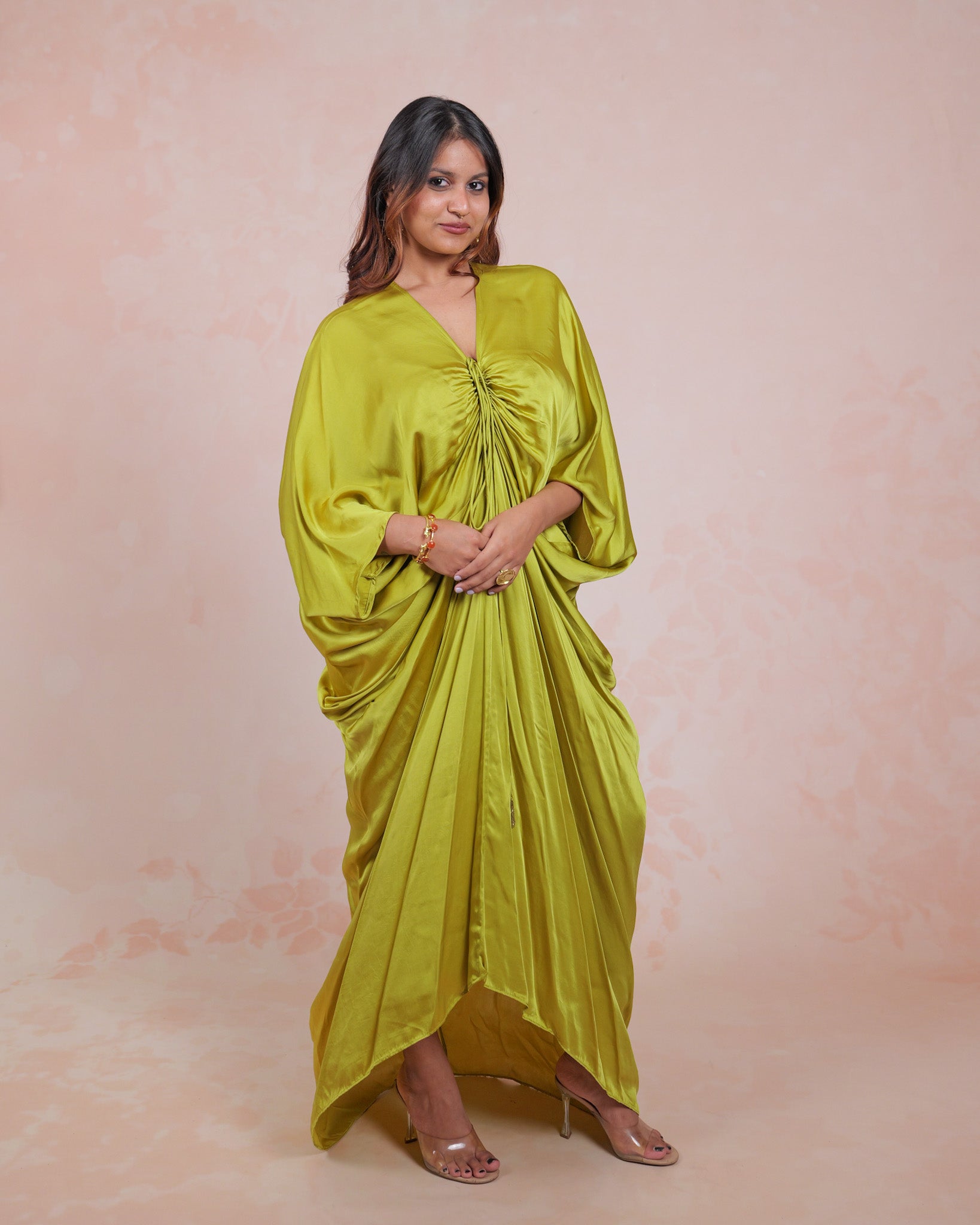 Lime Radiance Tie-Up Kaftan