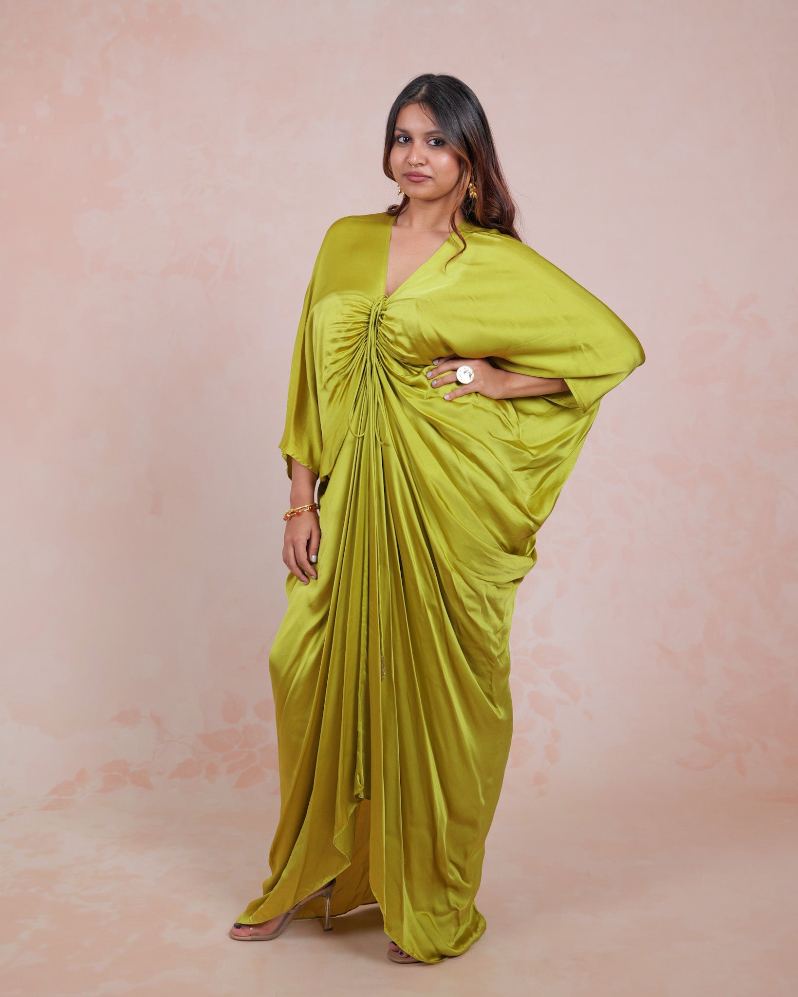 Lime Radiance Tie-Up Kaftan