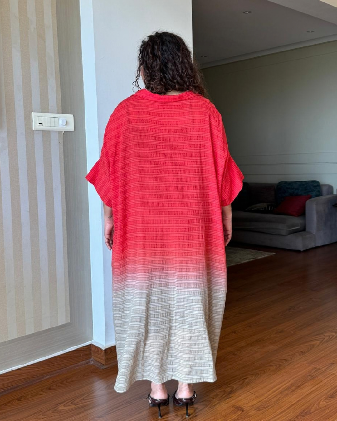 Rhea Ombre Notch Collar Kaftan