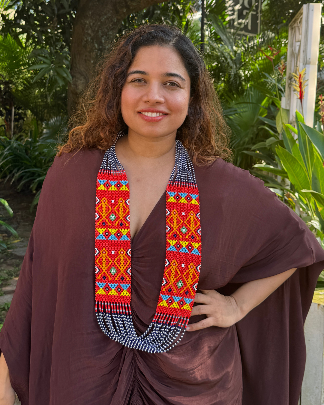 Red Tribal Naga Beaded Necklace