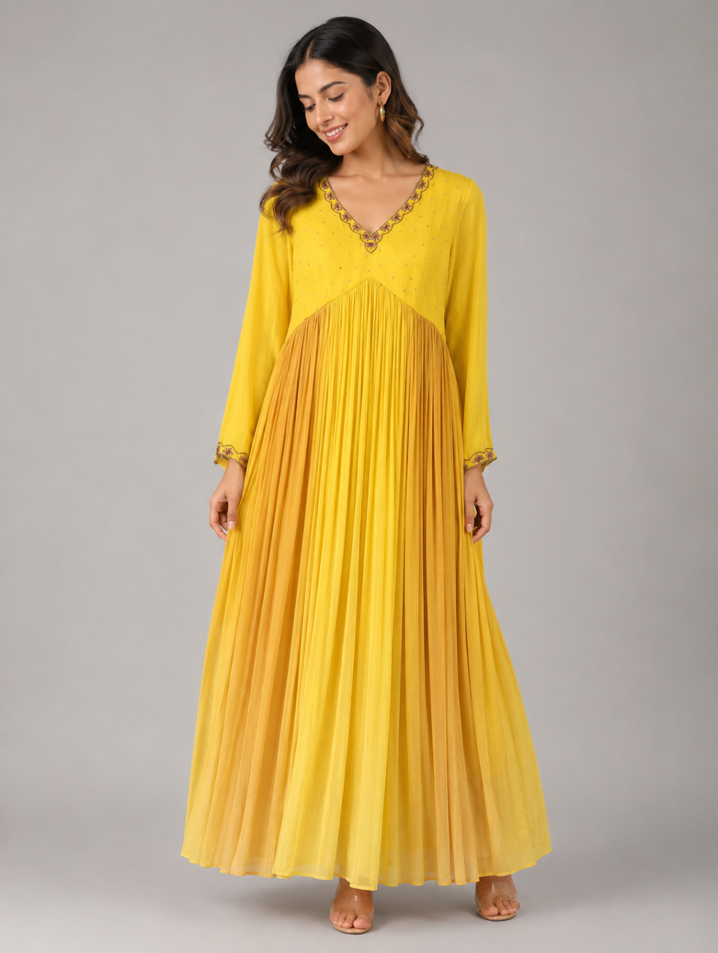 Ombre Shaded yellow Anarkali
