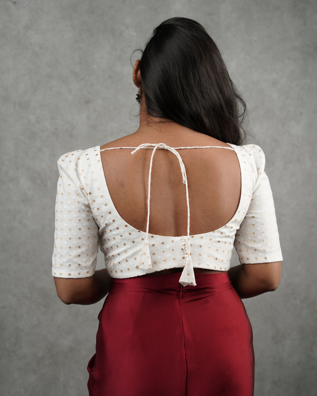 Structured white polka blouse