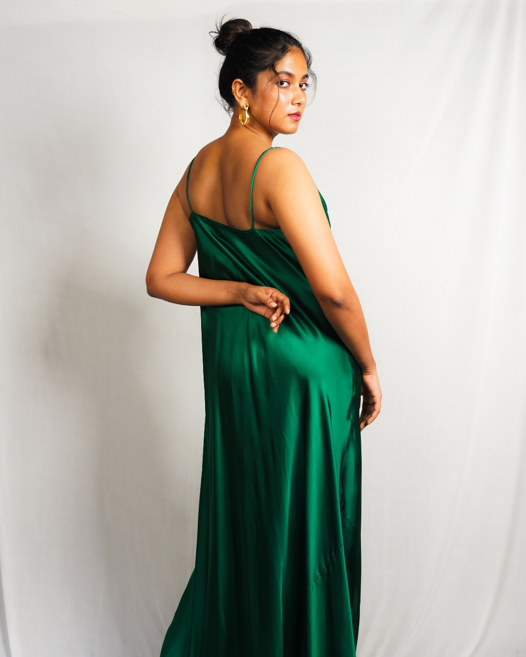 Sea Green Satin Cowl Dress