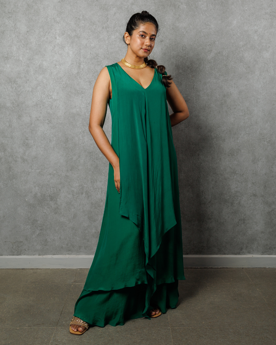 Neemrani V Neck Draped Dress