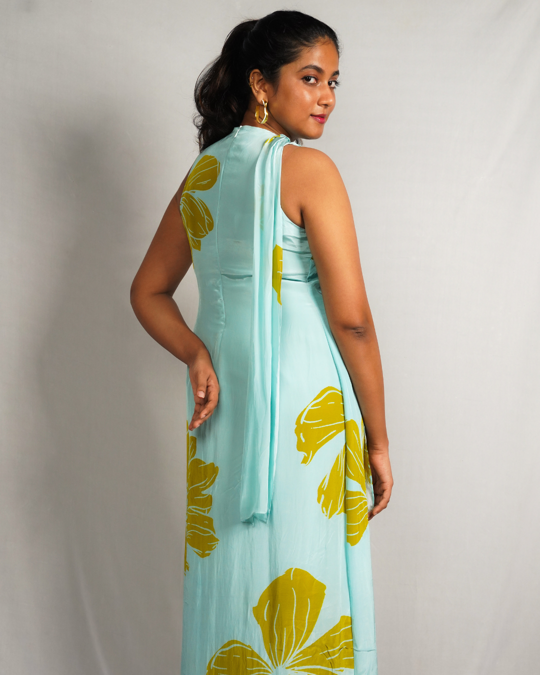 Ocean Flora Cutout Drape Dress