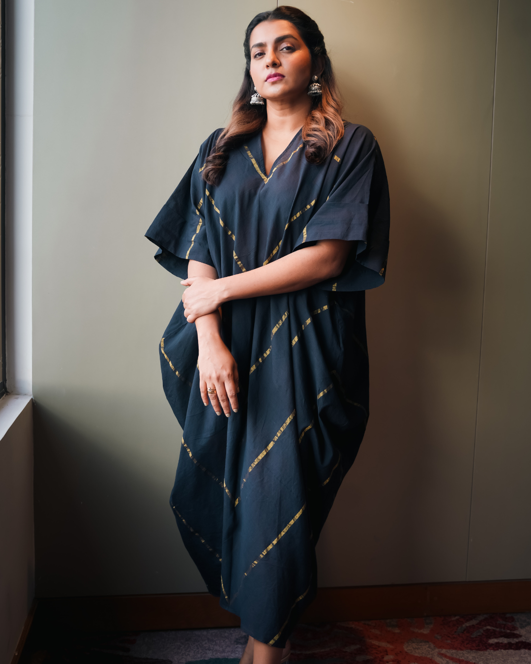 Nakshatra | Black-Gold Kasavu Kaftan