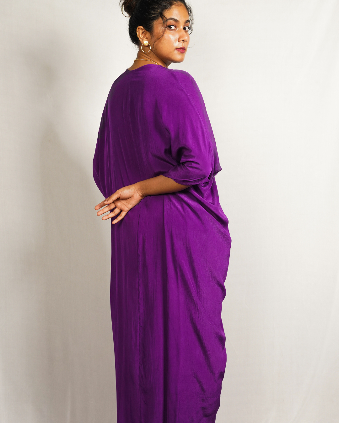 Purple Ruched Kaftan