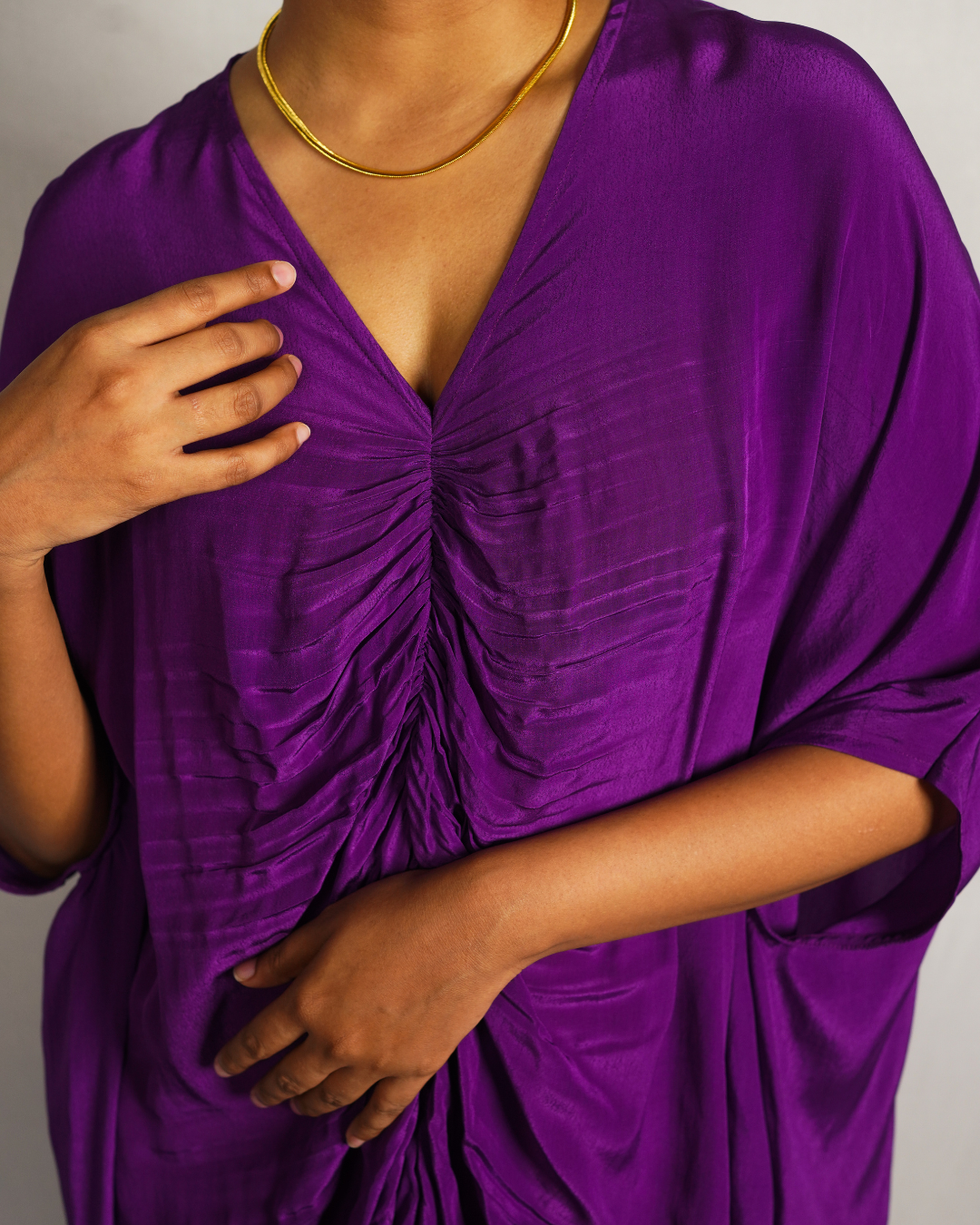 Purple Ruched Kaftan