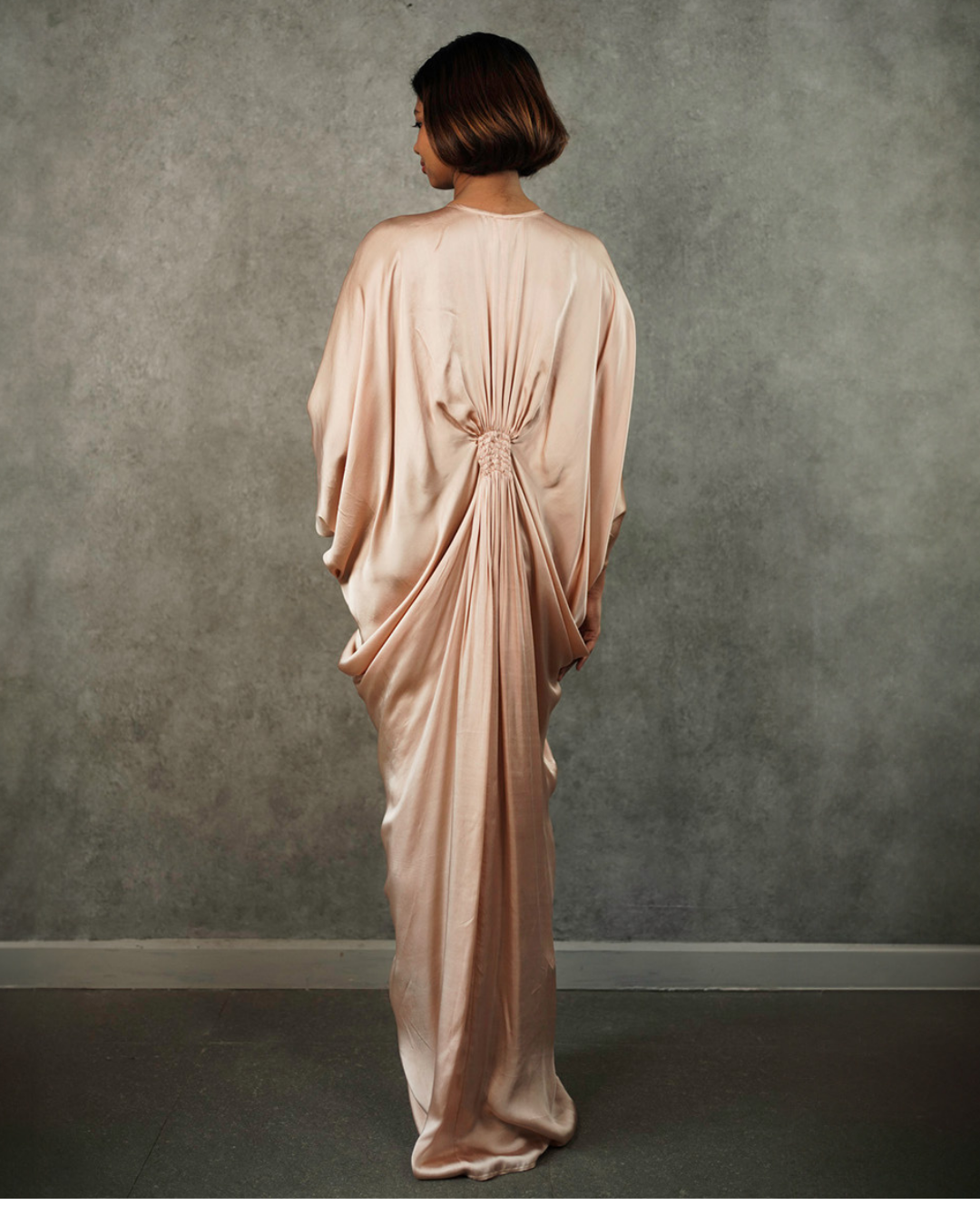 Champagne Ruched Tie Detail Kaftan