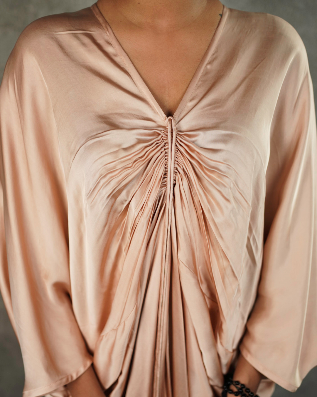 Champagne Ruched Tie Detail Kaftan