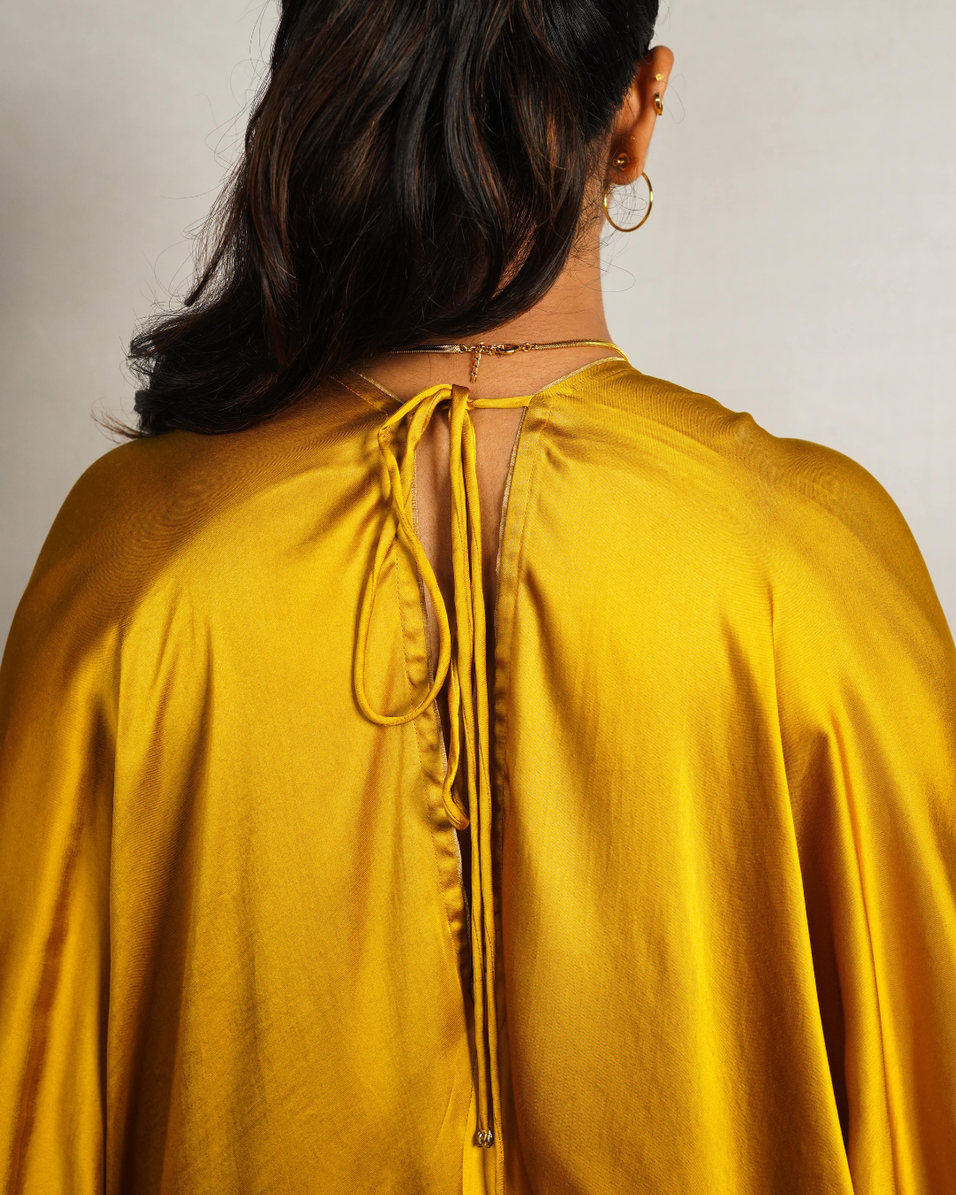 Mustard Yellow Piping Kaftan