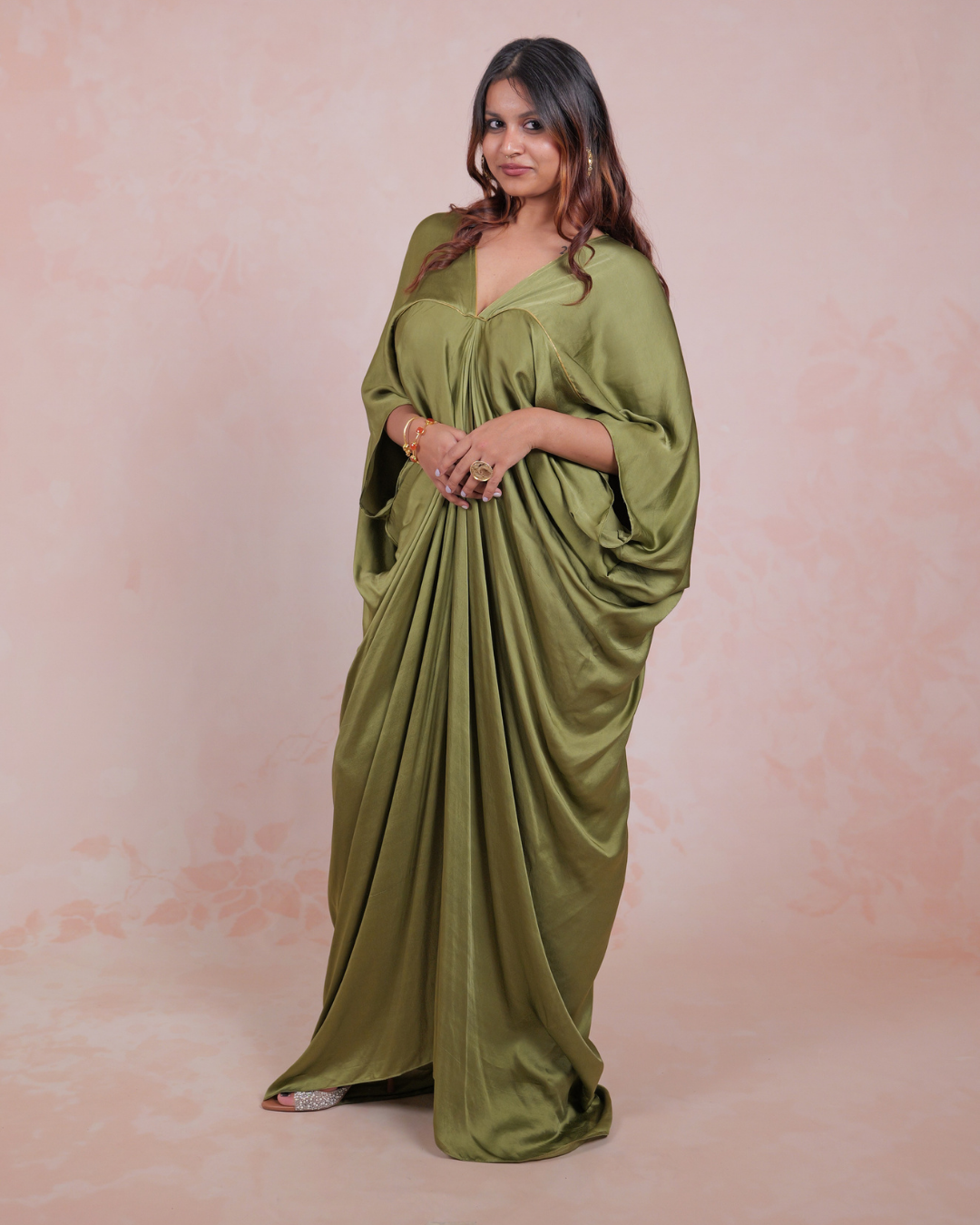 Olive Green Piping Kaftan
