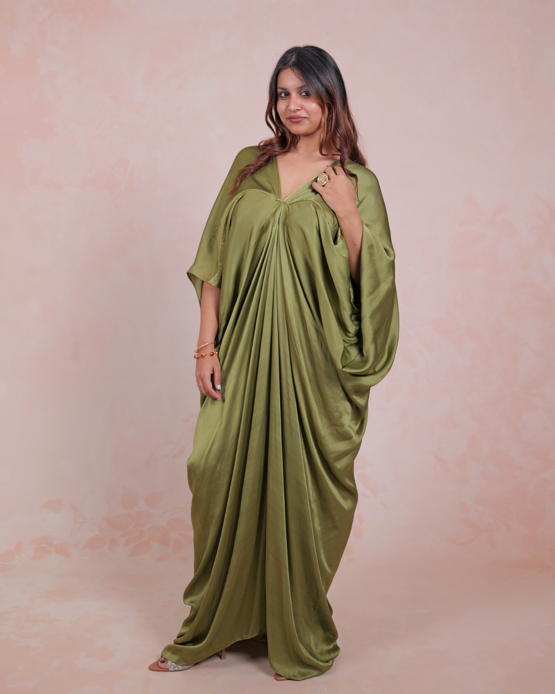 Olive Green Piping Kaftan