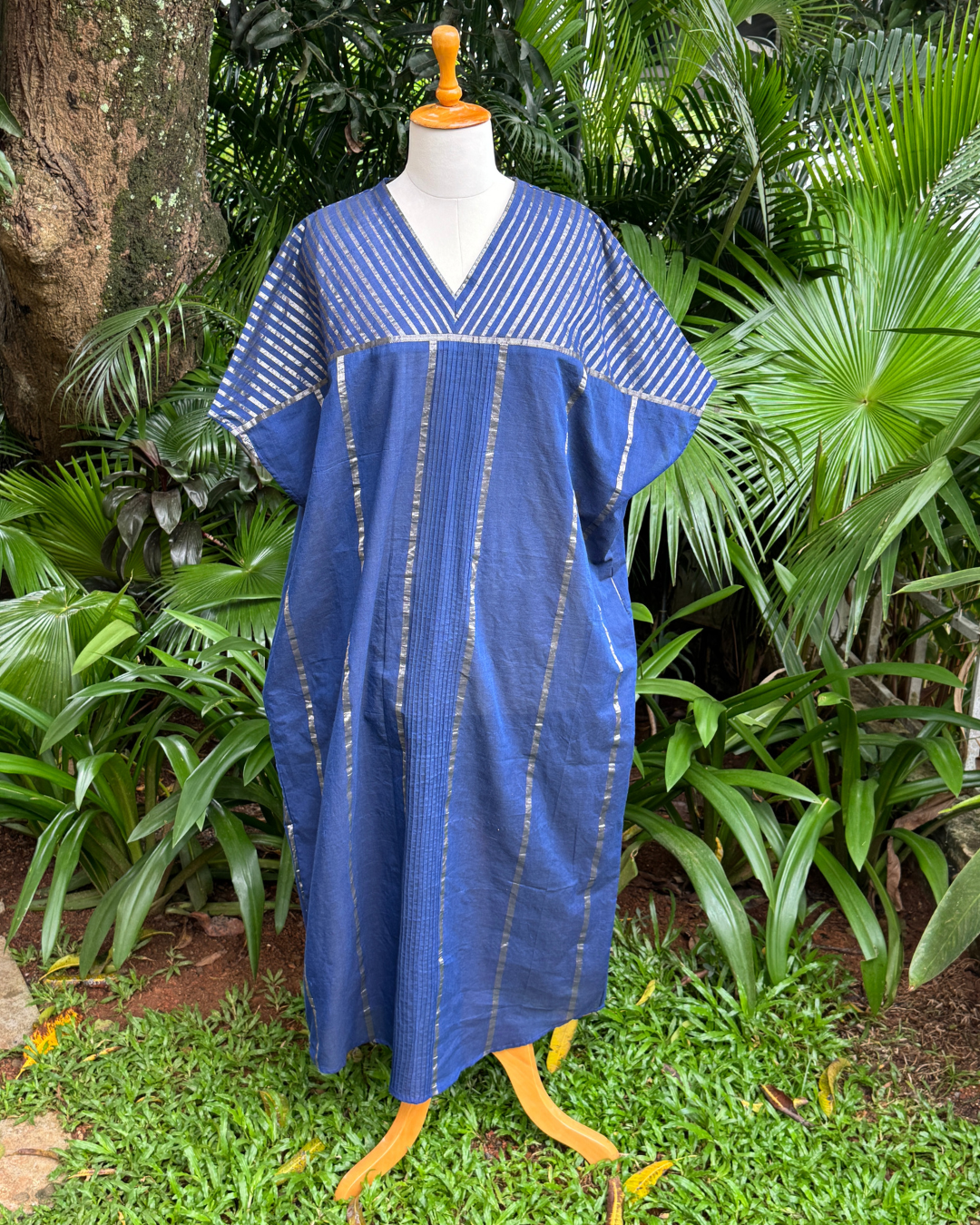 Navy Blue Kasavu Stripe Kaftan