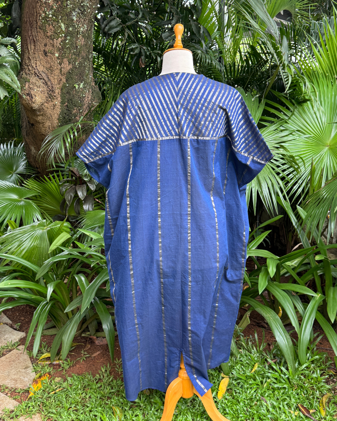 Navy Blue Kasavu Stripe Kaftan