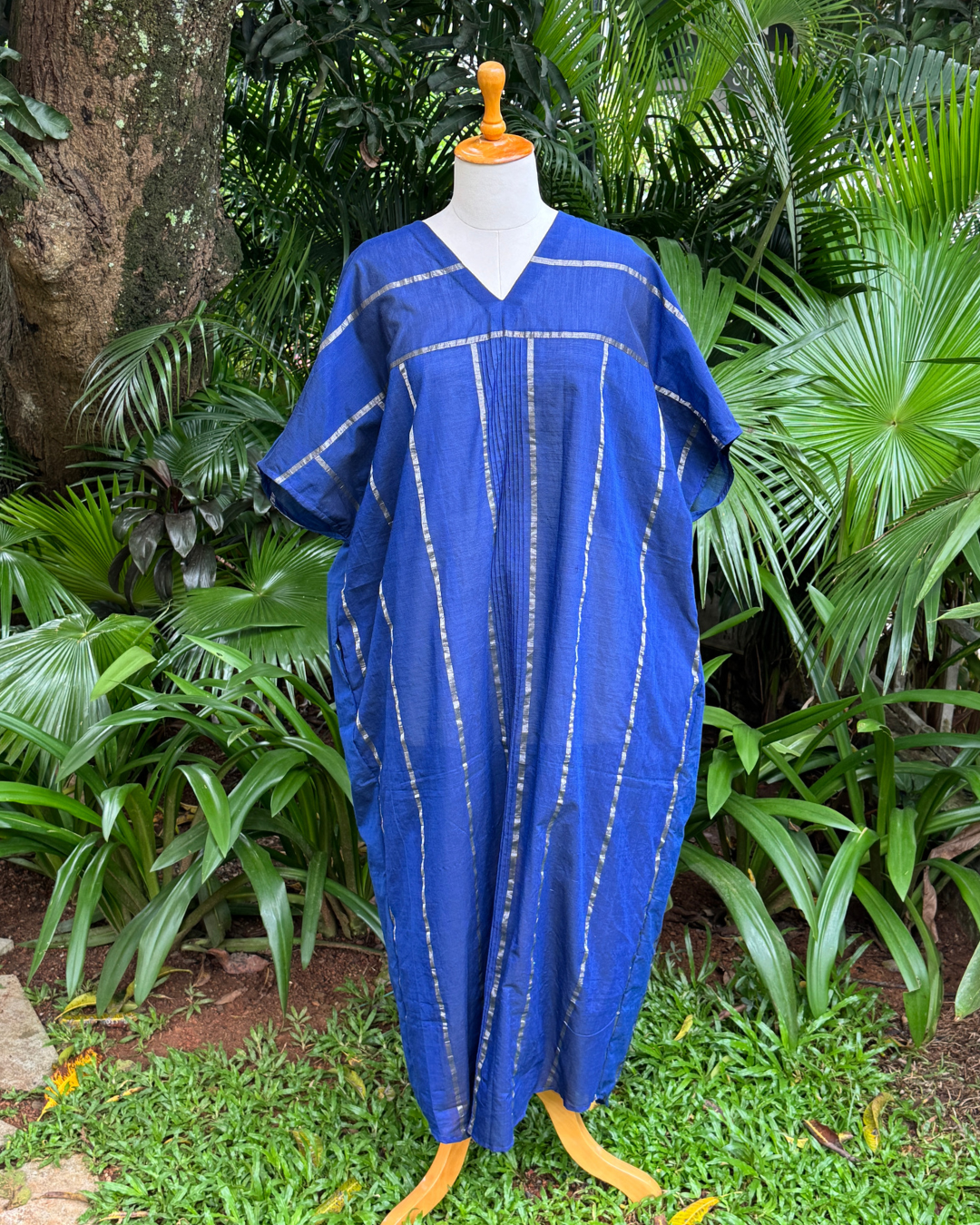 Navy Blue Bold Stripe Kaftan