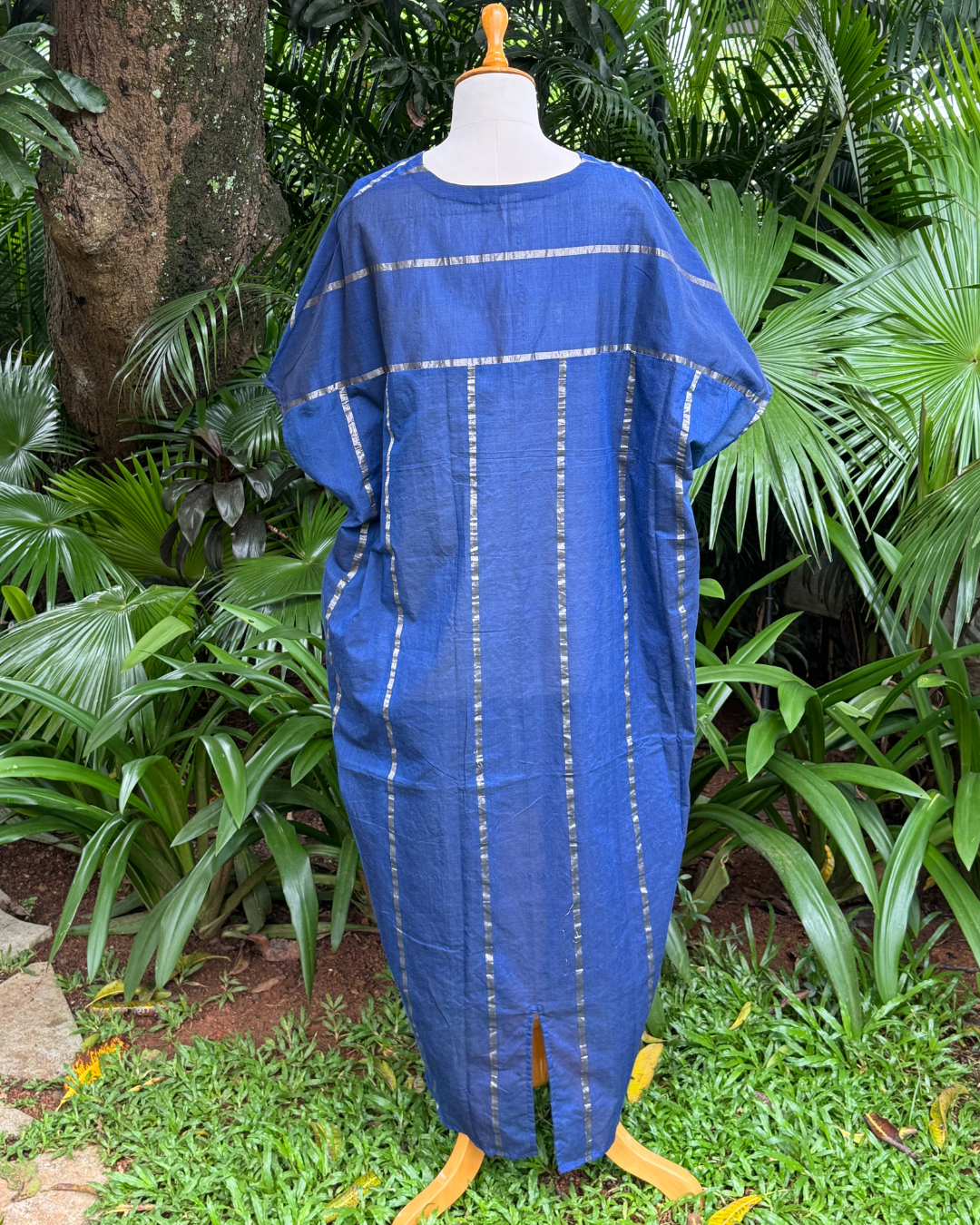 Navy Blue Bold Stripe Kaftan