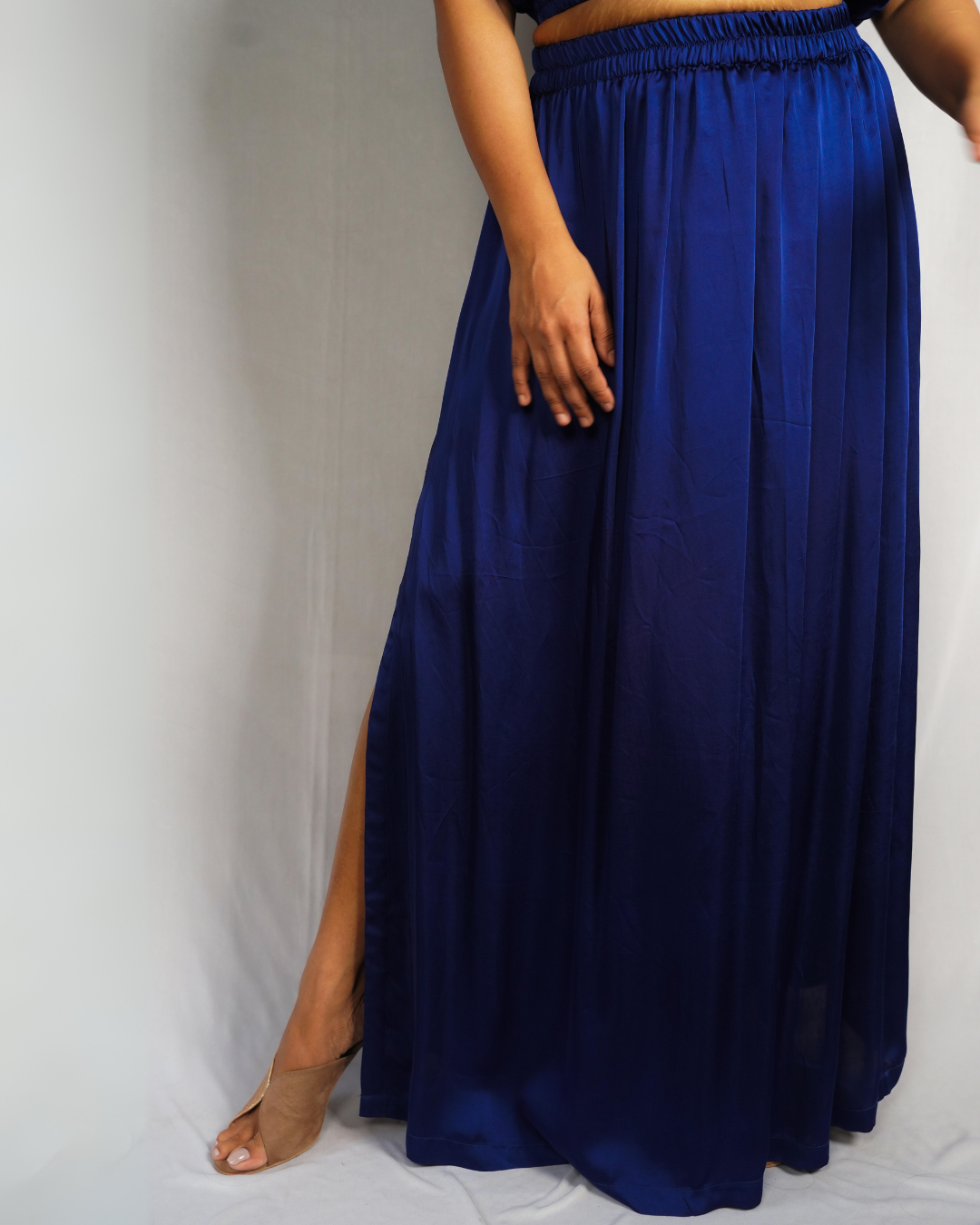 Midnight Blues Satin Skirt