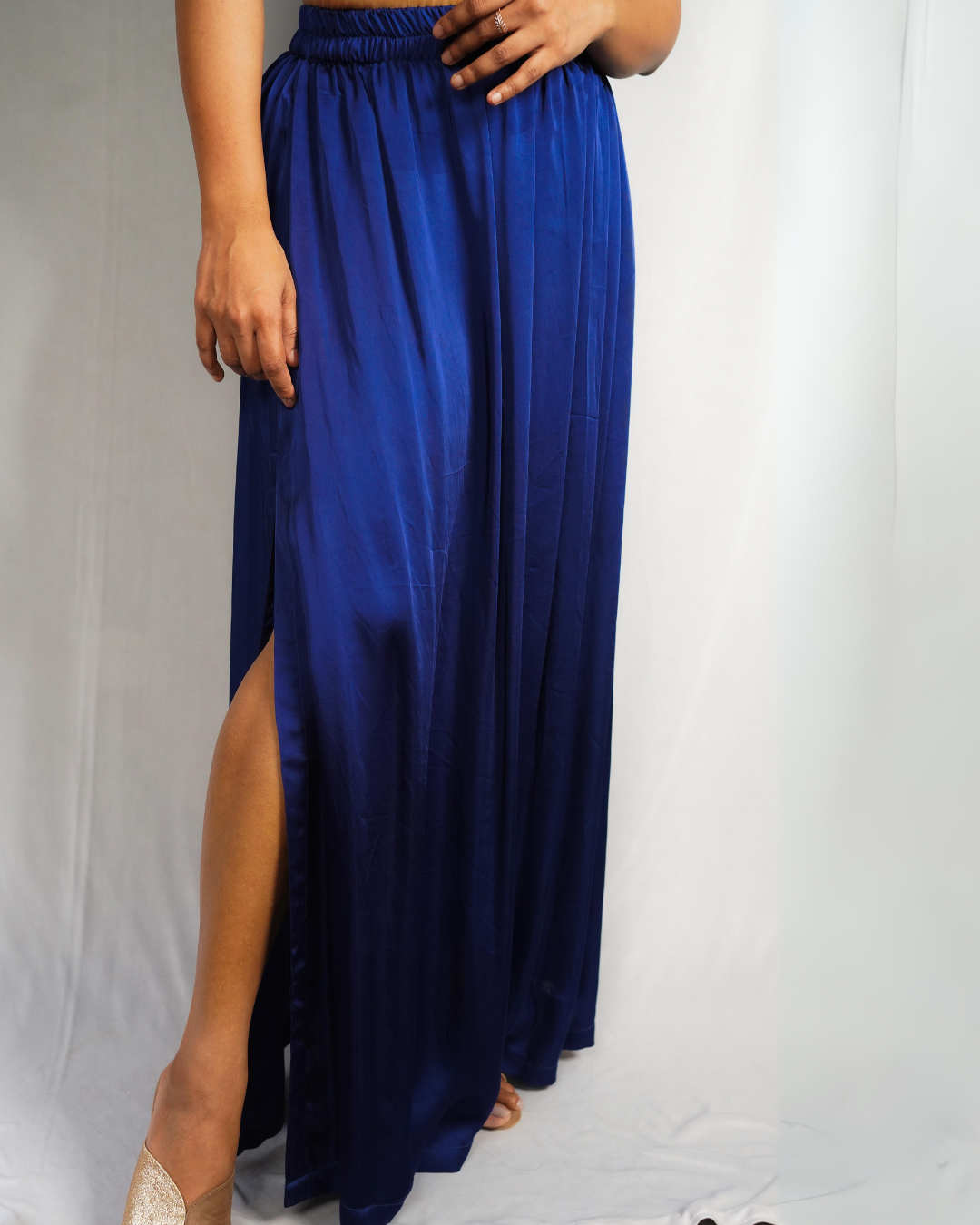 Midnight Blues Satin Skirt