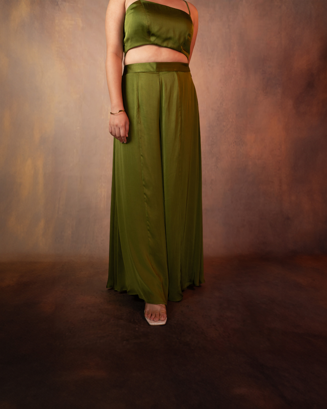 Anantika | Olive Green Paneled Pant