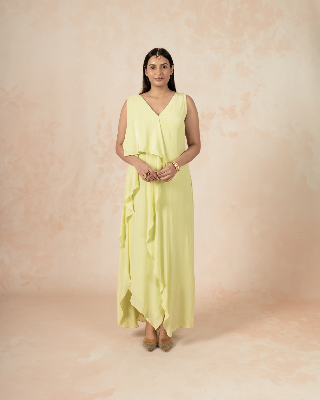 Leya | Light Green Coloured Crepe Silk Dress