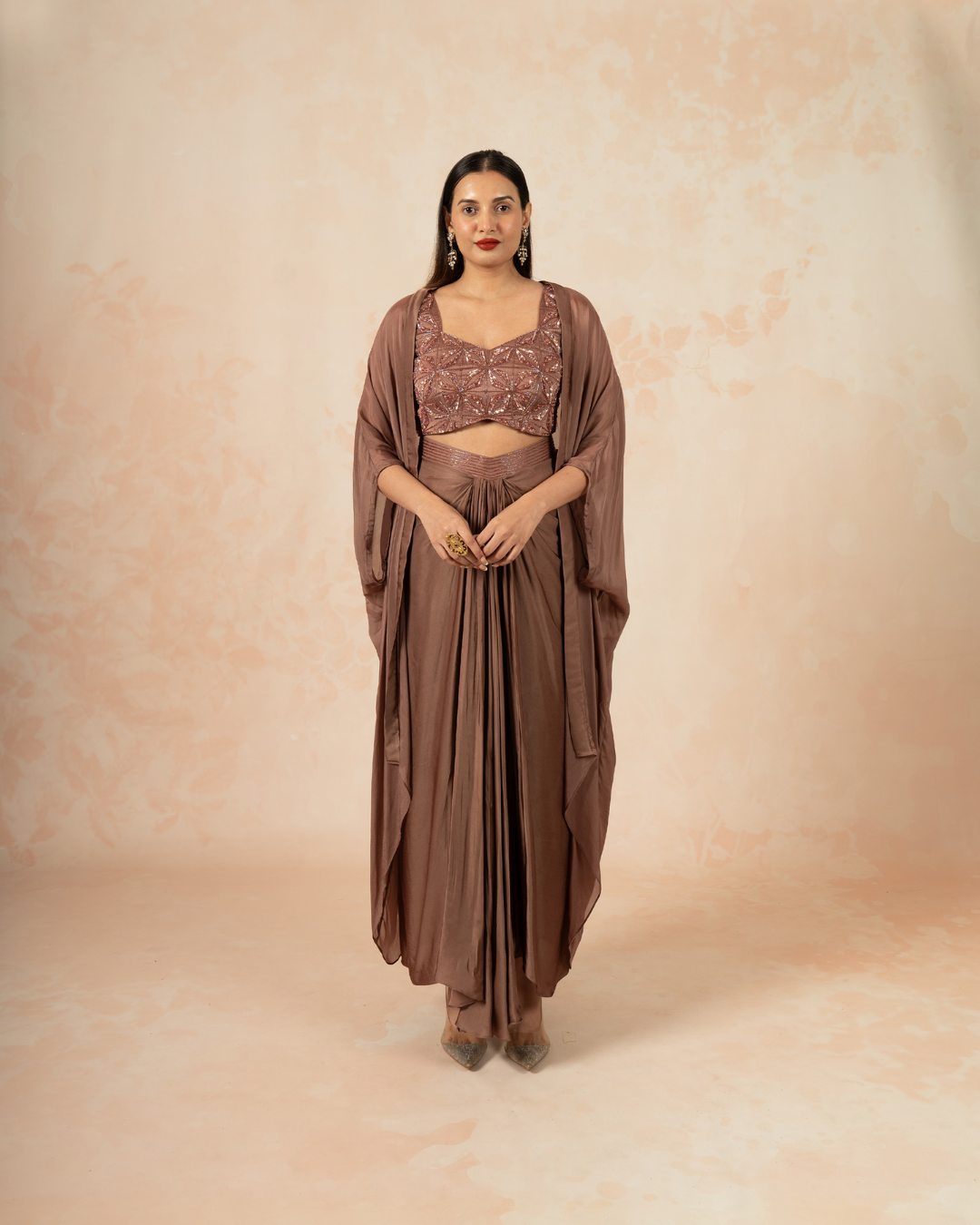 Rahi | Mocha Mousse Modal Satin Drape Skirt